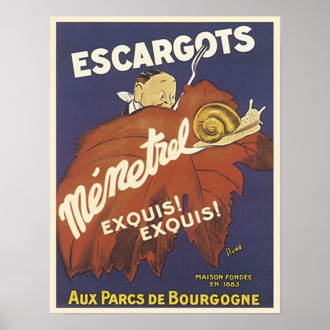 Escargot Mementrel Vintage Ad Poster (Front)