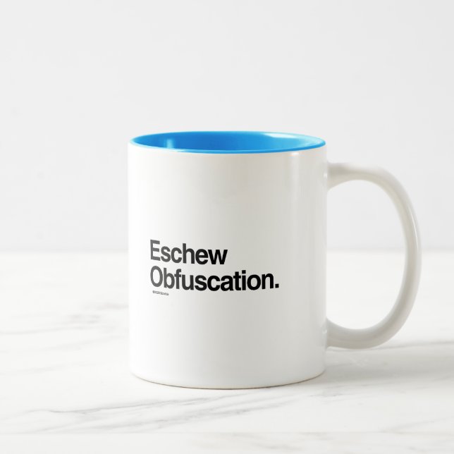 Eschew Obfuscation Two-Tone Coffee Mug (Right)