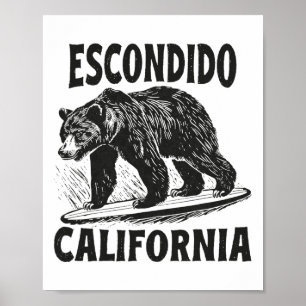 Escondido California Ca Retro Surfer Beach Surf Vi Poster