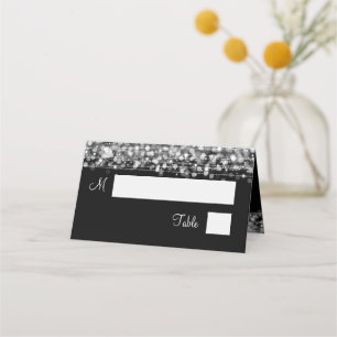 Escort Card Elegant Wedding Party Sparkles Silver