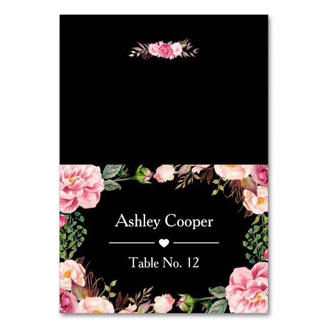 Escort Place Card Romantic Pink Floral Wrapping (Front)