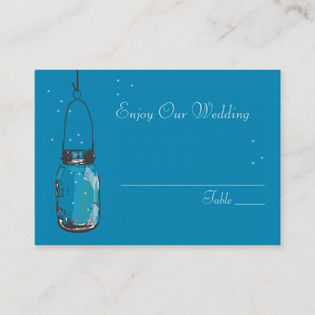 Escort Seating Card Fireflies & Mason Jar (Front)
