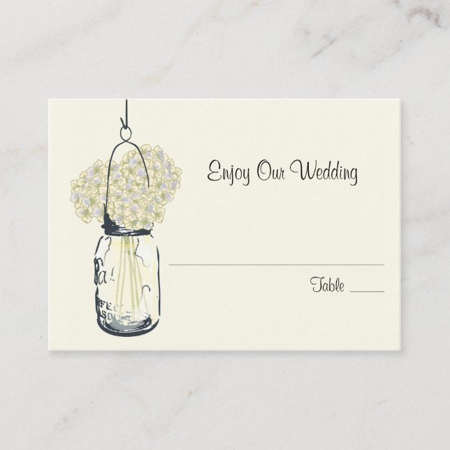 Escort Seating Card Hydrangea & Mason Jar (Front)