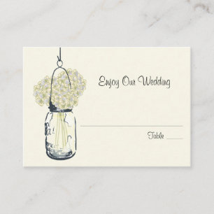 Escort Seating Card Hydrangea & Mason Jar