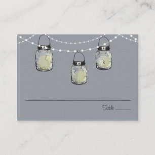 Escort Seating Card Mason Jar String of Lights