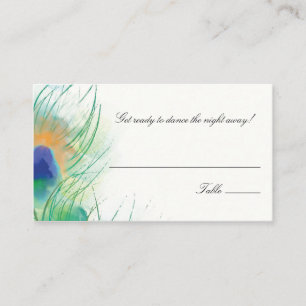 Escort/Seating Card Watercolor Peacock Feather