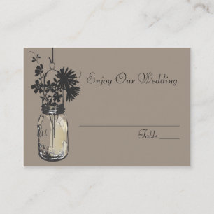 Escort Seating Card Wild Flowers & Mason Jar