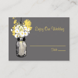 Escort Seating Card Wild Flowers & Mason Jar