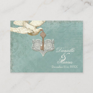 Escort Table Seating Card, Key to my Heart, Doves Place Card