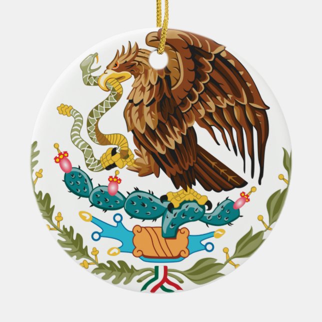Escudo Nacional de México - Emblema Mexicano Ceramic Tree Decoration (Front)