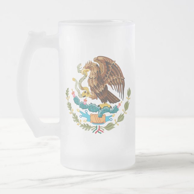 Escudo Nacional de México - Emblema Mexicano Frosted Glass Beer Mug (Left)