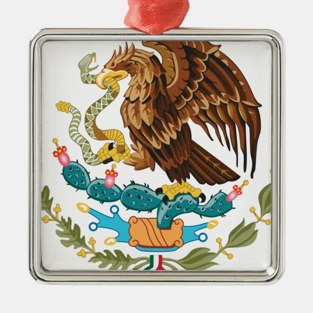 Escudo Nacional de México - Emblema Mexicano Metal Tree Decoration (Front)