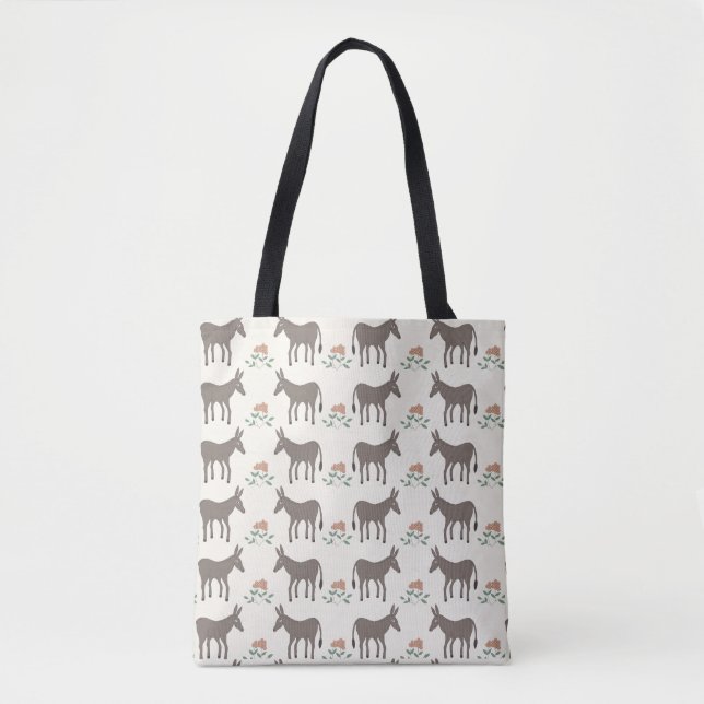 Esel-Blumen-Design Tote Bag (Front)