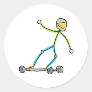 Esk8 Stickman Classic Round Sticker