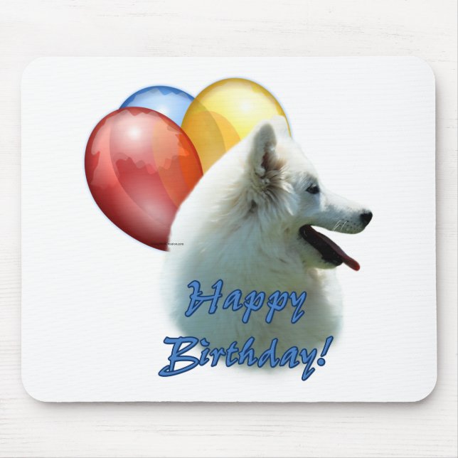 Eskie Happy Birthday Balloon Mouse Mat (Front)