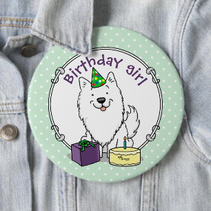 Eskie Happy Birthday Party American Eskimo Dog 6 Cm Round Badge