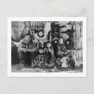 Eskimo Family in Winter Igloo Photograph Postcard