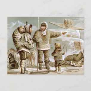 Eskimo Family Postcard