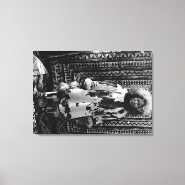 Eskimo Girl Wearing Fur Clothing Alaska Canvas Print (Front)