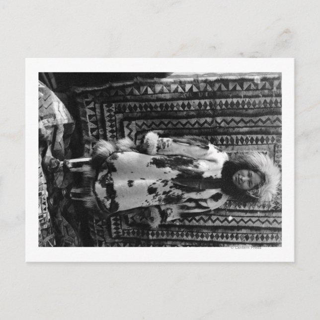 Eskimo Girl Wearing Fur Clothing Alaska Postcard (Front)