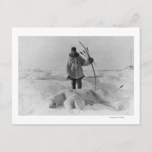 Eskimo Hunter with Polar Bear Photograph Postcard