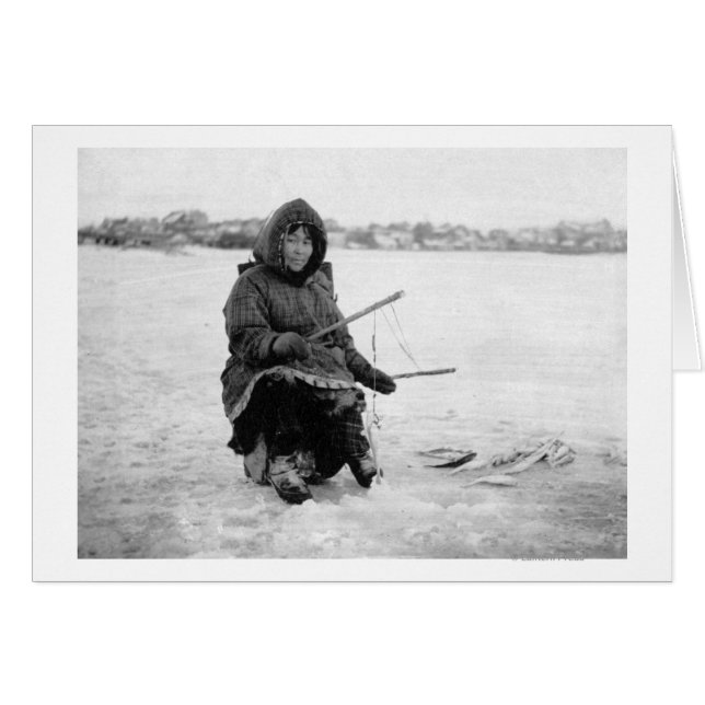 Eskimo Ice Fishing in Nome, Alaska Photograph (Front Horizontal)