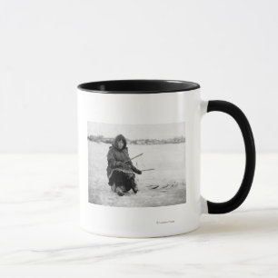 Eskimo Ice Fishing in Nome, Alaska Photograph Mug