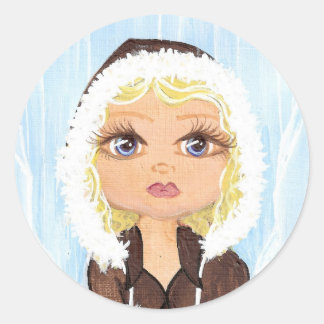 Eskimo in Ice Quantum Cutie Classic Round Sticker
