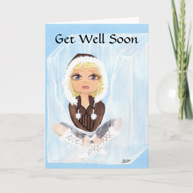 Eskimo in Ice Quantum Cutie Get Well Soon Card (Front)