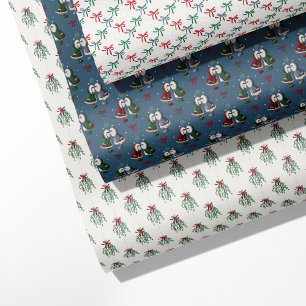Eskimo Kisses, Mistletoe and Holiday Bows Wrapping Paper Sheet