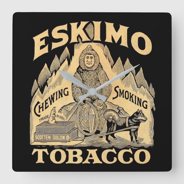 Eskimo Tobacco Square Wall Clock (Front)