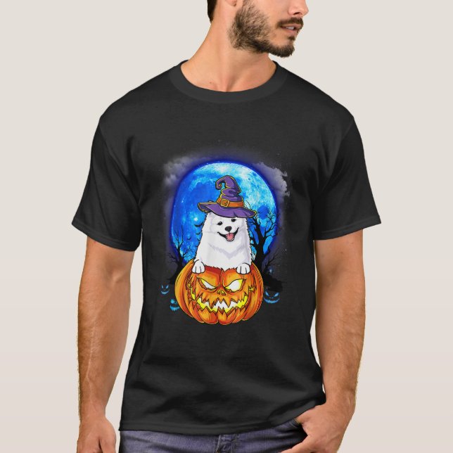 Eskimo Witch Hat Pumpkin Scary Halloween Dog Lover T-Shirt (Front)