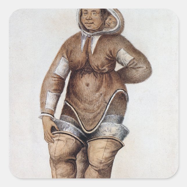 Eskimo  Woman and Baby Square Sticker (Front)