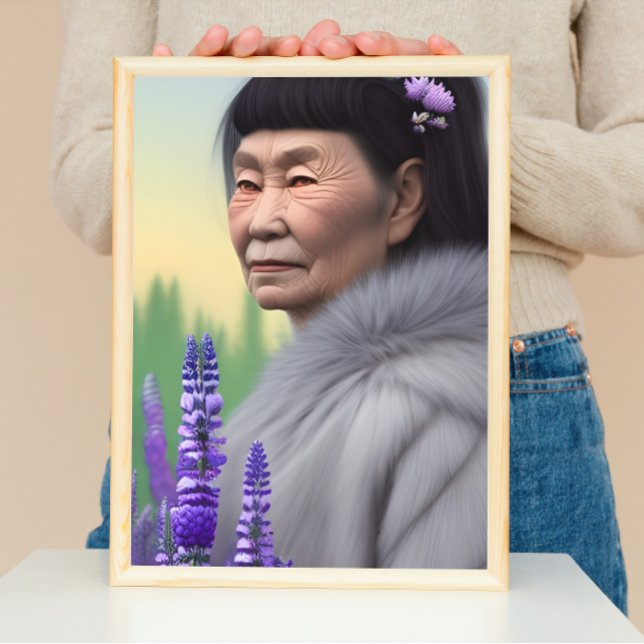 Eskimo Woman of Lupin & Phlox Digital Art Poster (Creator Uploaded)