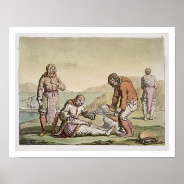 Eskimos, 1817 (color engraving) poster (Front)