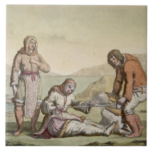 Eskimos, 1817 (colour engraving) tile