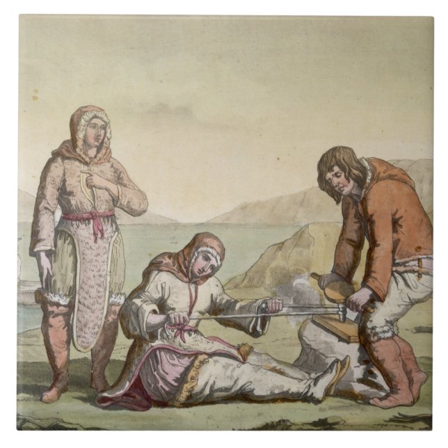 Eskimos, 1817 (colour engraving) tile (Front)