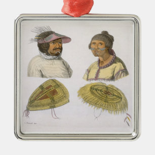 Eskimos from North America (colour engraving) Metal Tree Decoration