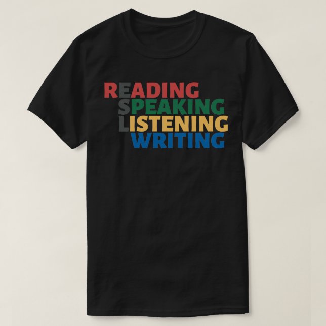 ESL 4 Skills Design Multicolor T-Shirt (Design Front)