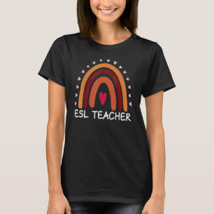 ESL Teacher Boho Rainbow Back To School Appreciati T-Shirt