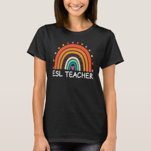 ESL Teacher Boho Rainbow Back To School Appreciati T-Shirt