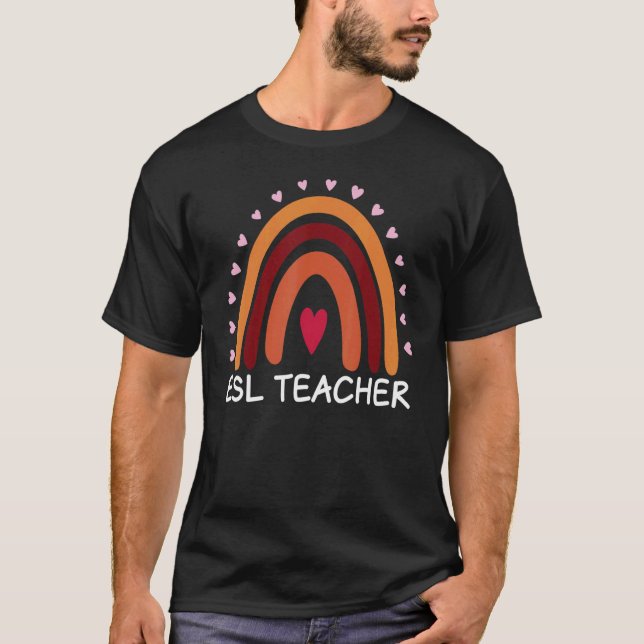 ESL Teacher Boho Rainbow Back To School Appreciati T-Shirt (Front)