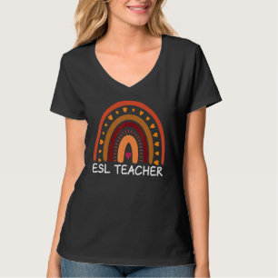 ESL Teacher Boho Rainbow Back To School Appreciati T-Shirt