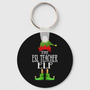 Esl Teacher Elf Xmas Funny Family Matching Group C Key Ring