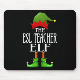 Esl Teacher Elf Xmas Funny Family Matching Group C Mouse Mat
