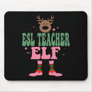 Esl Teacher Elf Xmas Matching Family Group Christm Mouse Mat