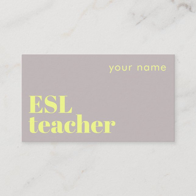 ESL Teacher english second language Business Card (Front)