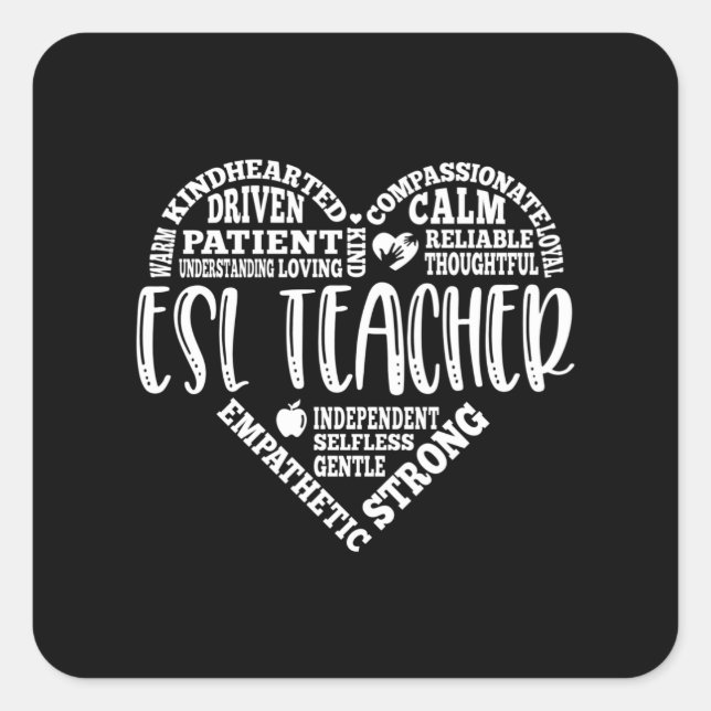 ESL Teacher, English Second Language Square Sticker (Front)