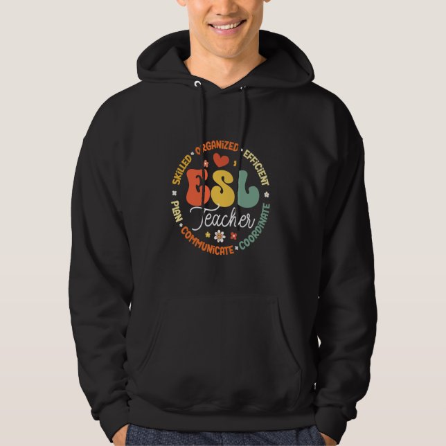 ESL Teacher Squad English As A Second Language Cre Hoodie (Front)