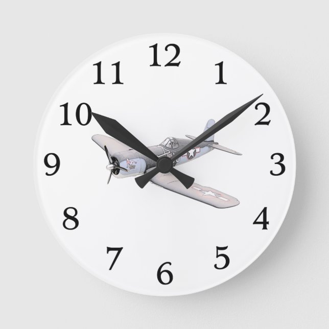 ESM F-4U Corsair aeroplane Round Clock (Front)